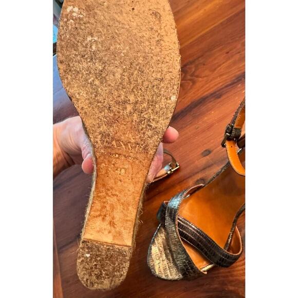 Lanvin Golden Metallic Leather Wedge Sandals Size 40 Lanvin - Picture 9 of 9